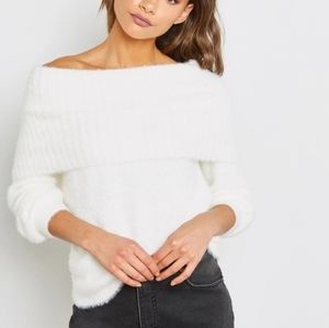 Miss Selfridge Bardot Neckline White Sweater